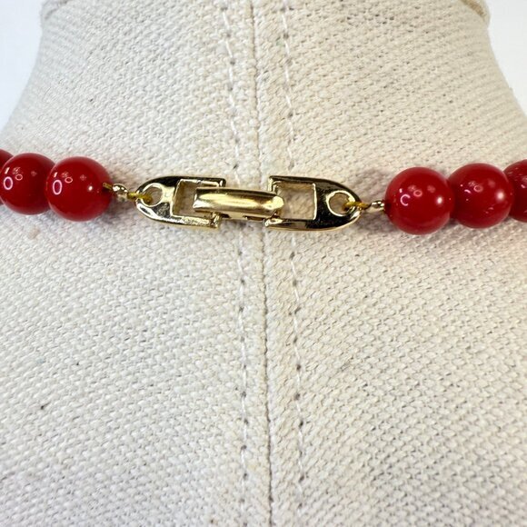 Vintage Napier Necklace Red Enamel Gold Tone Classic Chic 80s Signed - Picture 5 of 8